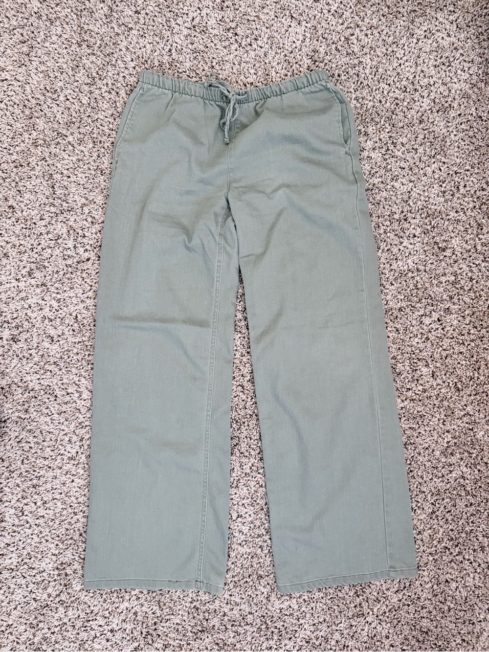 Vanilla Star Wide Leg Drawstring Pants in Sage Green